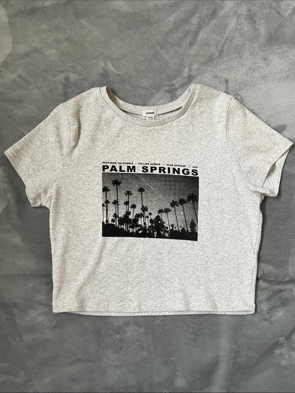 Garage Gray Palm Springs Graphic Cropped Tee